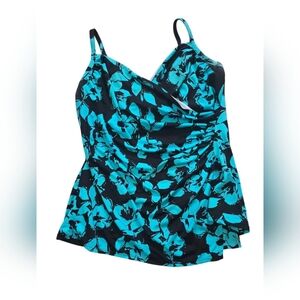 Women's Miraclesuit Floral Tankini Top Size 12 Mature Swim Beach Tropical